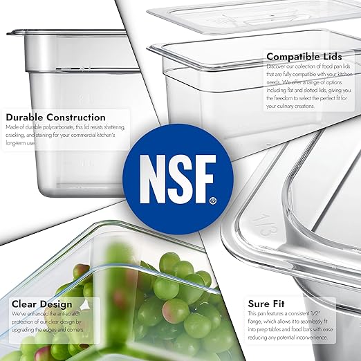 CURTA 6-Pack 1/3 Size 6" Deep NSF Polycarbonate Food Pans | Dishwasher & - Image 5