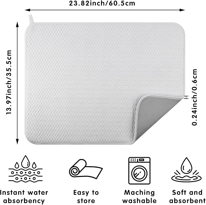 2-pack 24"x17" XL size microfiber dish drying mats - Image 3