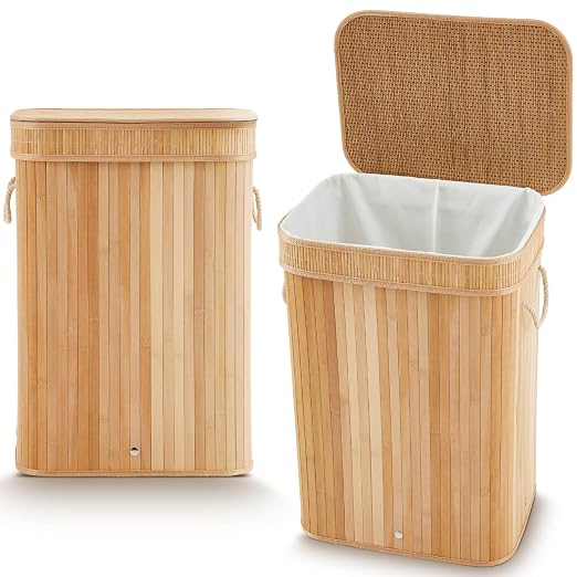 2 Pack 21 Gallon Bamboo Slim Trash Can by Kritkin