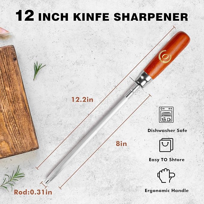 Knife Sharpener Rod, Kitchen Knives Sharpener Carbon Steel Professional Knife - Image 2