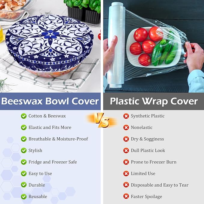 2 Large Reusable Beeswax Bowl Covers - Image 8