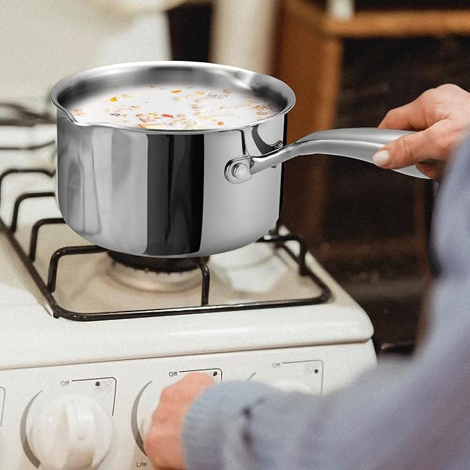 Cyrosa 2.0 Quart Saucepan with Lid, Stainless Steel Sauce Pot with Strainer Lid - Image 7