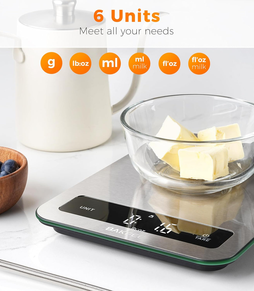 22lb Food Scale for Kitchen, IP67 Waterproof, USB-C Charging, Black