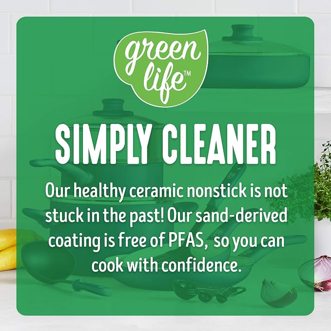 GreenLife Soft Grip Healthy Ceramic Nonstick 12 Piece Cookware Pots and Pans Set - Image 6