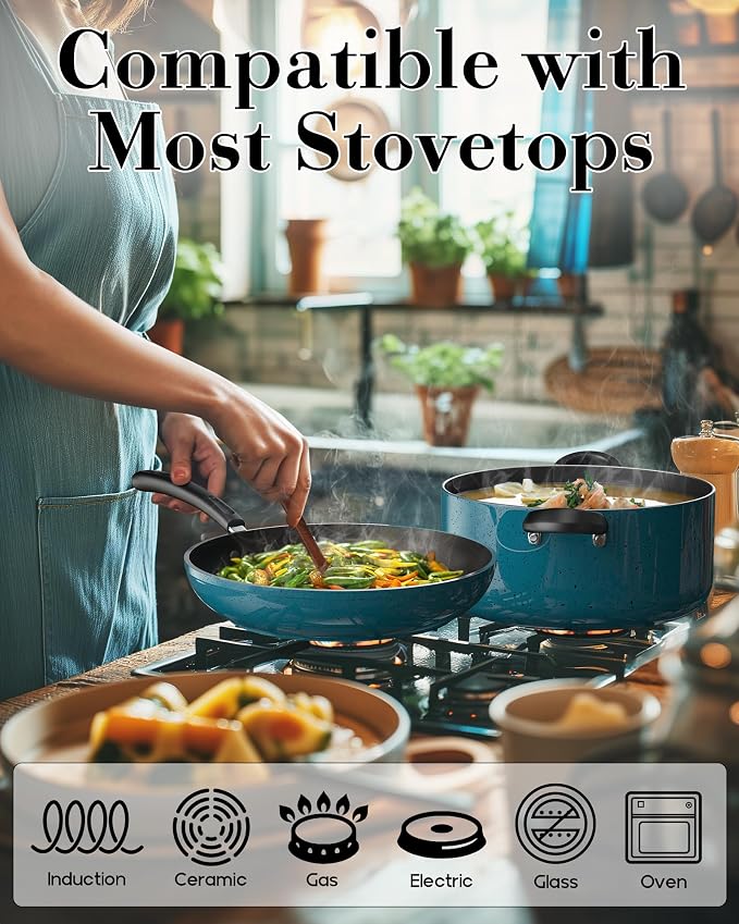 Cook N Home Pots and Pans Nonstick Cookware Set 12-Piece, Kitchen Cooking Set - Image 3