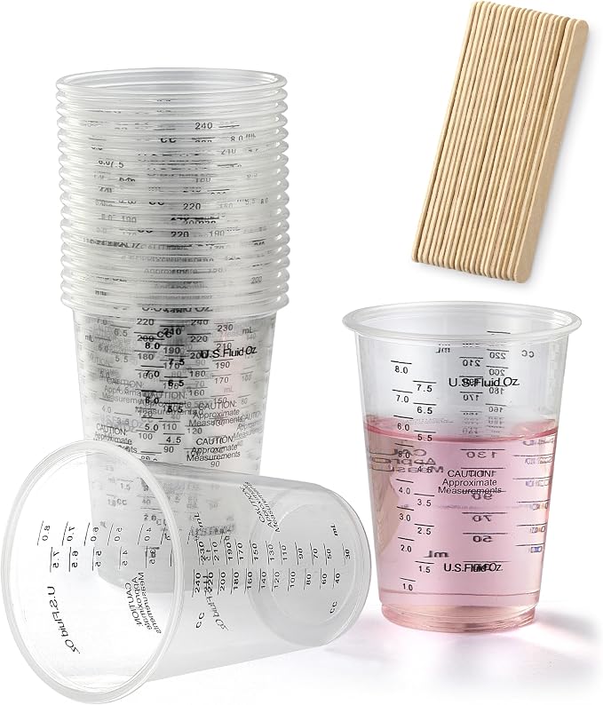 20pcs 8oz Graduated Clear Plastic Measuring Mixing Cups by VITUER