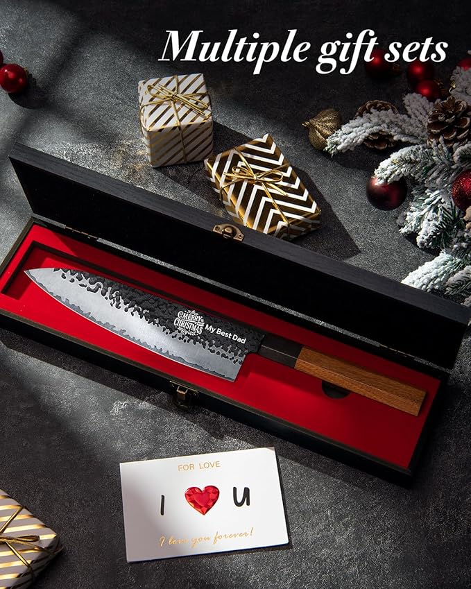 FAMCÜTE Personalized Gifts for Men Engraved Custom Japanese Knife, Hand Forged - Image 4