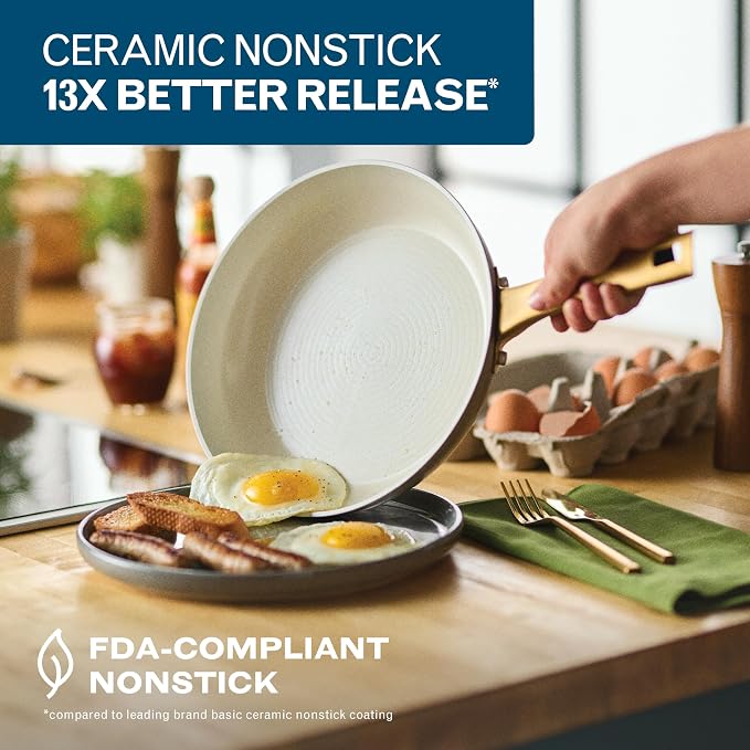 Farberware Forged Induction Ceramic Nonstick Cookware Set, Taupe Pots & Pans - Image 5