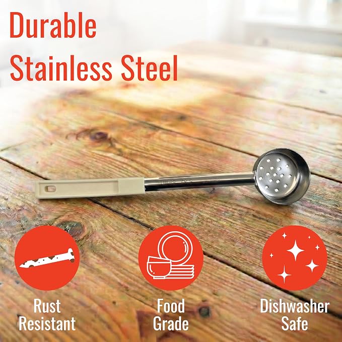 3 Ounce Slotted Stainless Steel Portion Control Ladle Spoon - Image 3
