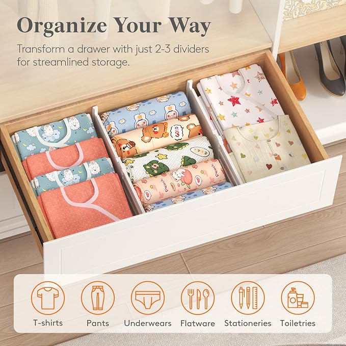 Lifewit 5" Tall 6 Pack Drawer Dividers, 30-47cm/11.5-18.5" Expandable Drawer - Image 9