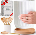 STYLED SETTINGS White Ceramic Utensil Holder by STYLEDSETTINGS