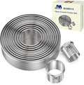 Round Cookie Biscuit Cutter Set 12 Pieces Graduated Circle Pastry Cutters 18/8 by MJINGMEI