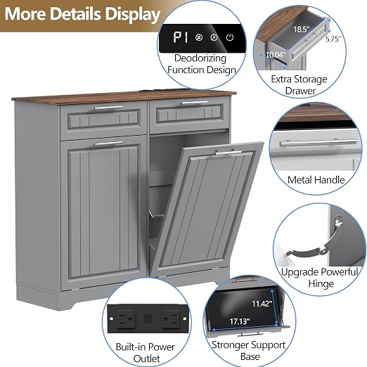 Double 10 Gallon Tilt Out Trash Can Cabinet - Image 2