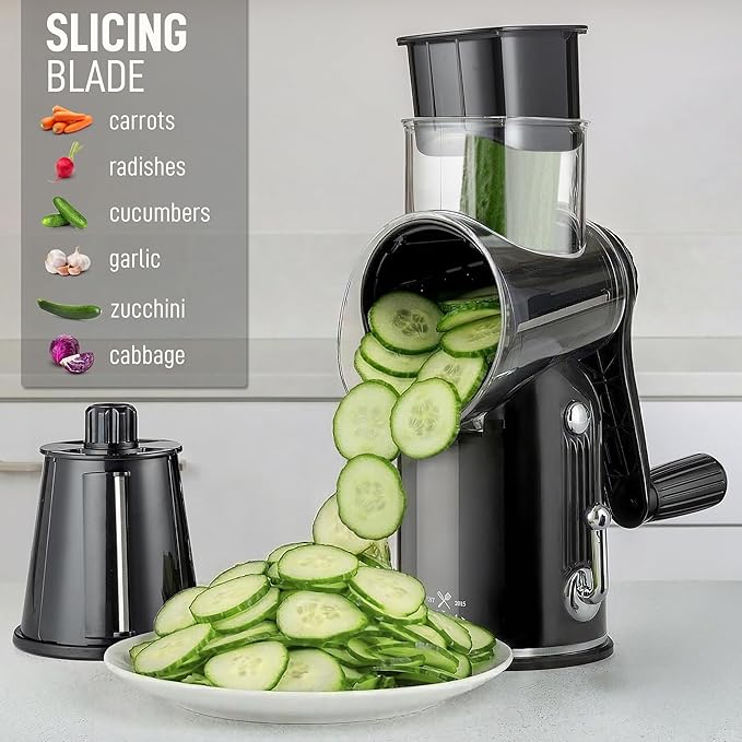 Zulay Kitchen Rotary Cheese Grater 5 Blade Cheese Shredder - Image 5