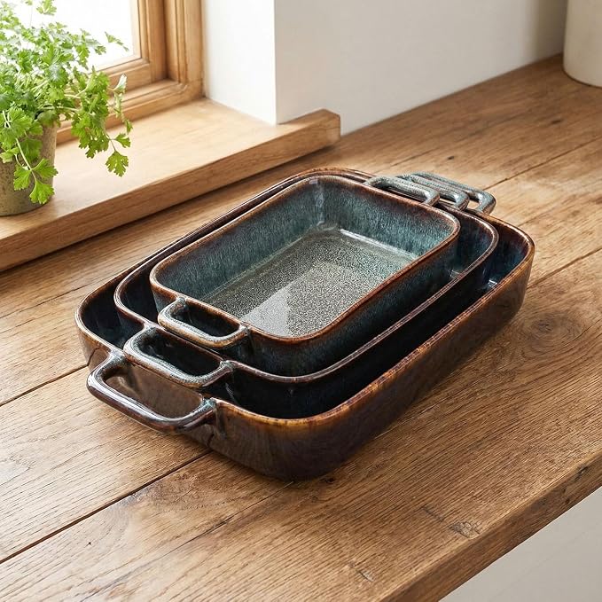 10" x 8" Porcelain Rectangular Casserole Dishes - Image 4