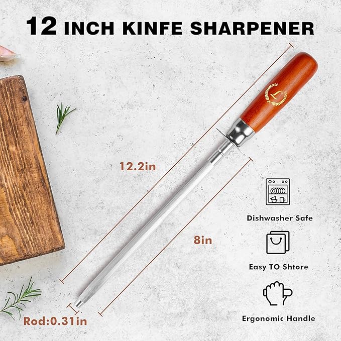 Knife Sharpener Rod, Kitchen Knives Sharpener Carbon Steel Professional Knife - Image 2