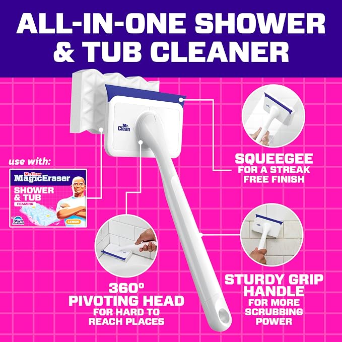 Mr. Clean Magic Eraser Shower & Tub Scrubber, Bathroom Cleaner, All in One - Image 7