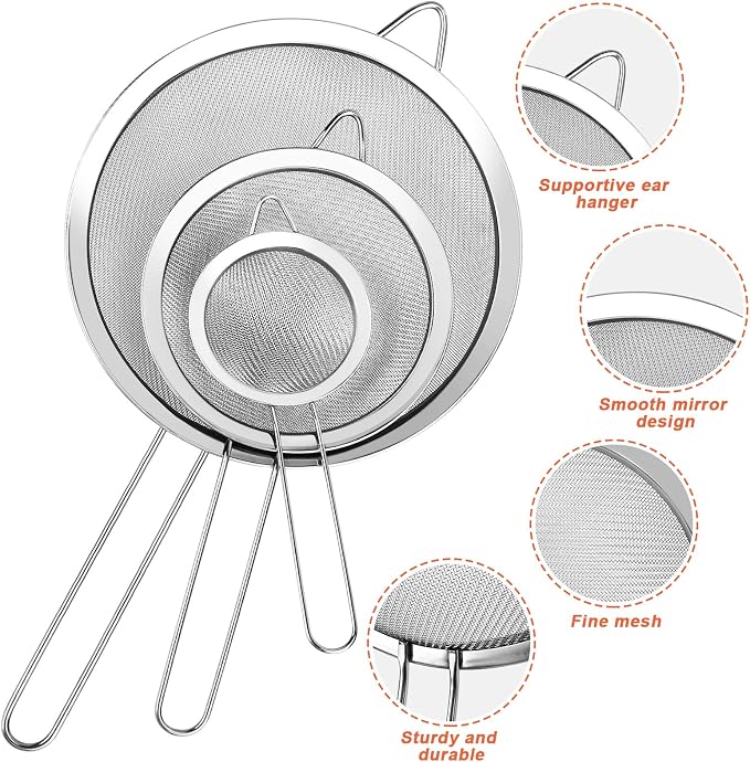 3Pcs Super Wire Extra Fine Mesh Strainer - Image 3