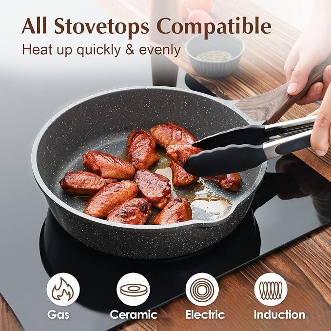 SENSARTE Nonstick Skillet, Deep Frying Pan 10/11/12-inch, Saute Pan - Image 3