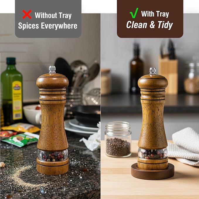 Wood Salt and Pepper Grinder, Salt Grinder and Pepper Mill, Oak Wood Shakers - Image 2