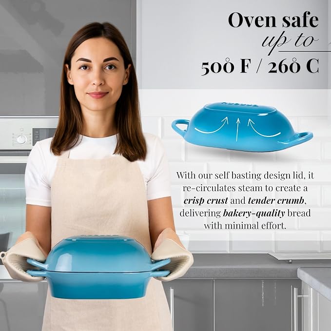 Dutch Oven For Sourdough Bread Baking – Enamelled Cast Iron Bread Loaf Pot – - Image 4