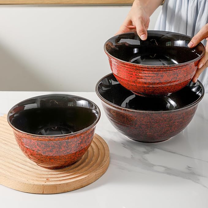 Hasense Mixing Bowls Set of 3, Procelain Serving Bowls Set - Image 7