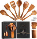 Wooden Spoons for Cooking, Comfortable Grip, Heat Resistant Kitchen Utensils by Mooues