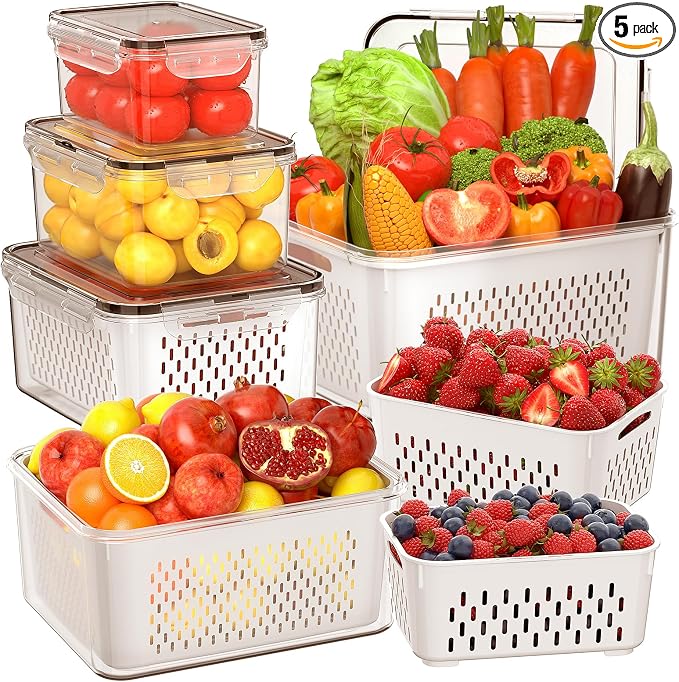5 PCS Large Fruit Storage Containers by PONYCROSSINGTHERIVER