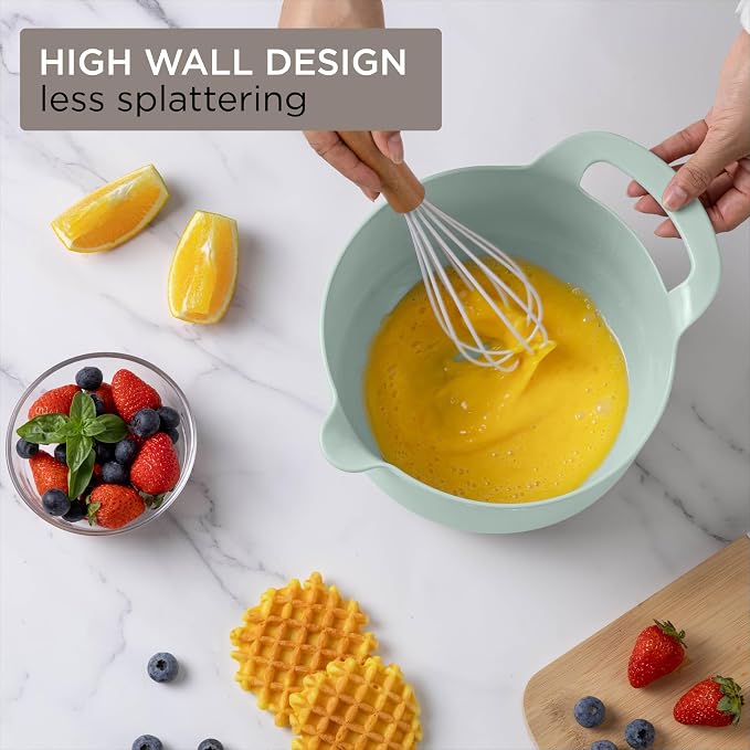 COOK WITH COLOR Nesting Plastic Mixing Bowl Set with Pour Spouts and Handles - Image 4