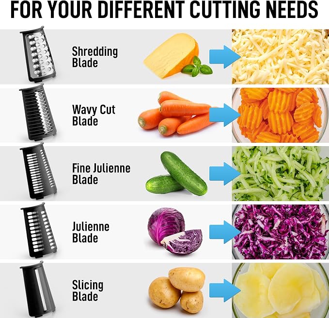 Zulay Kitchen Rotary Cheese Grater 5 Blade Cheese Shredder - Image 9