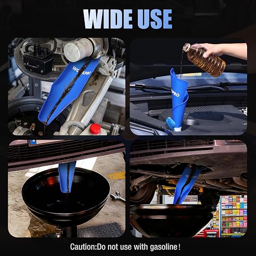 WORKPRO Flexible Oil Funnel for Automotive Use, Foldable Oil Drain Tool for - Image 7