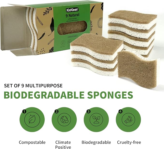 9 Pack Biodegradable Natural Kitchen Sponge - Image 2