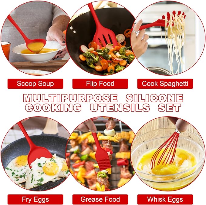 E-far Silicone Cooking Utensils Set, Silicone Kitchen Tools - Image 3