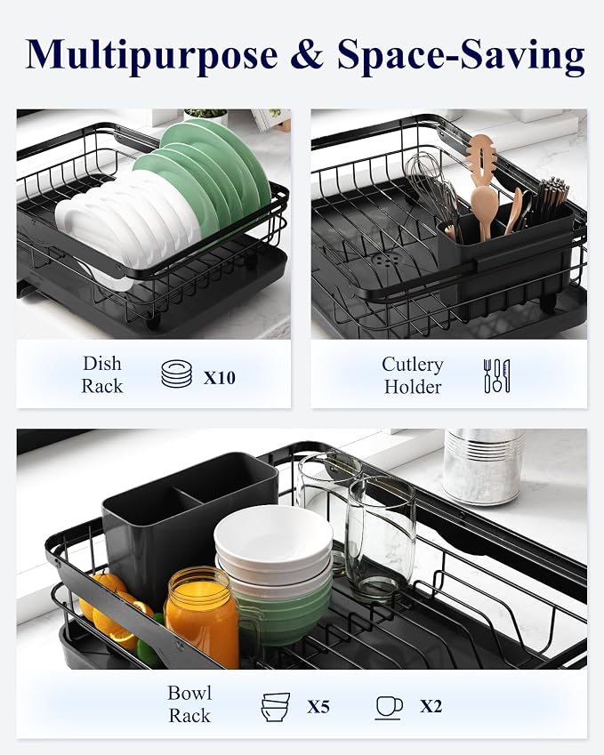 Kitsure Dish Drying Rack for Kitchen Counter, Stainless Steel Sink Organization - Image 3
