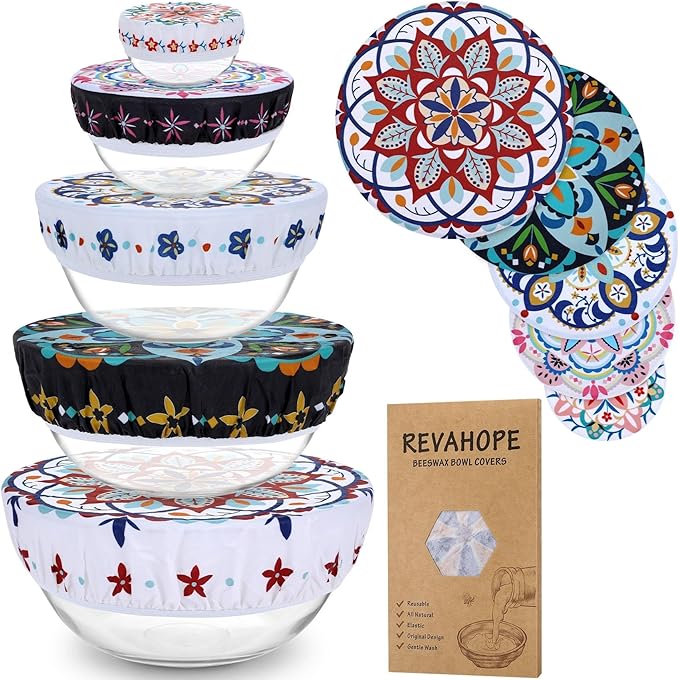 5-Size Reusable Beeswax Bowl Covers by Revahope
