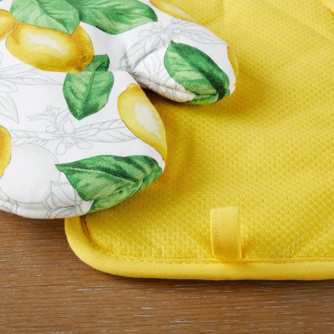 Martha Stewart Lots of Lemons Modern Kitchen Towel, Oven Mitt & Potholder Set - Image 4