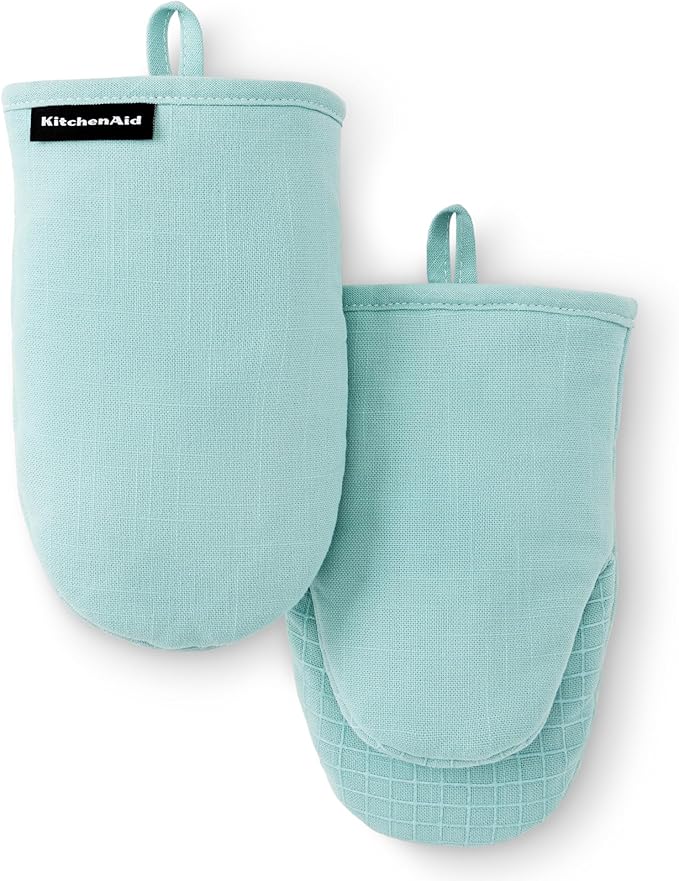 KITCHENAID Gourmet Series Gridlines Mini Oven Mitts 2-Pack Set, Heat Resistant by KitchenAid