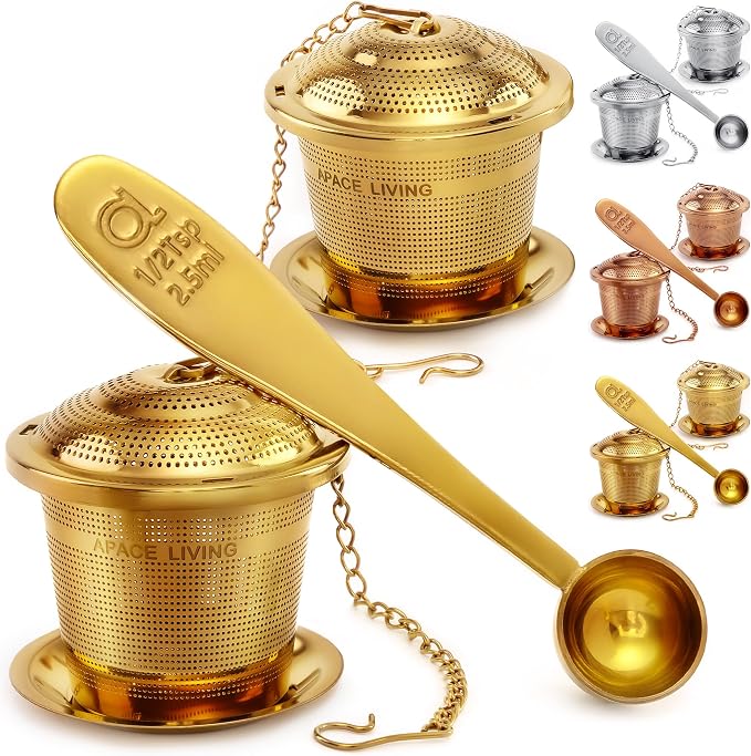 Tea Infuser Set of 2 with Tea Scoop & Drip Trays by ApaceLiving