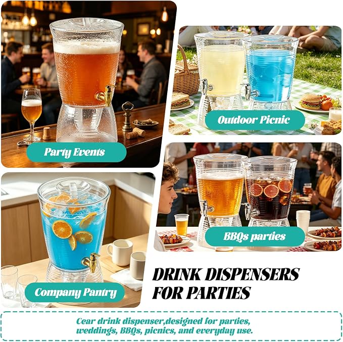 2 Pack Drink Dispenser for Parties 1.6 Gallon, Large 6L Plastic Water Dispenser - Image 4