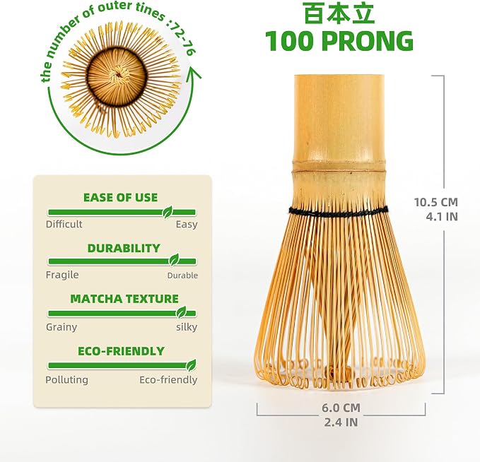 TEANAGOO Matcha Whisk Set, 6-PCS Traditional Starter Set, 100 Prongs Whisk - Image 2