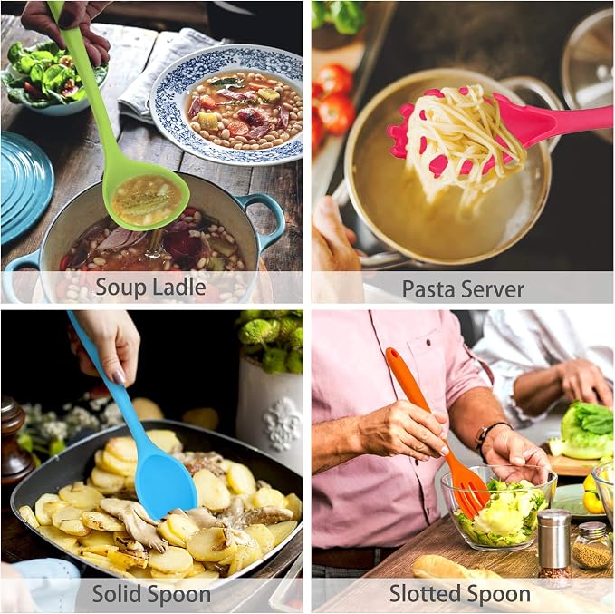 P&P CHEF Silicone Cooking Utensils Set of 7, Heat-proof Kitchen Utensils Set - Image 4