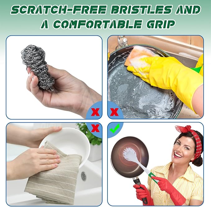 Hsei 20 Pcs Green Kitchen Scrub Dish Brush Bulk - Image 3