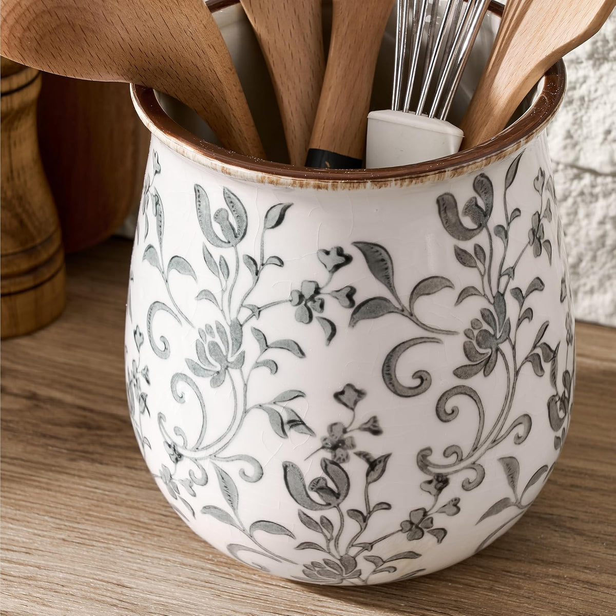 Utensil Holder for Kitchen Counter, Modern Farmhouse Cooking Utensil