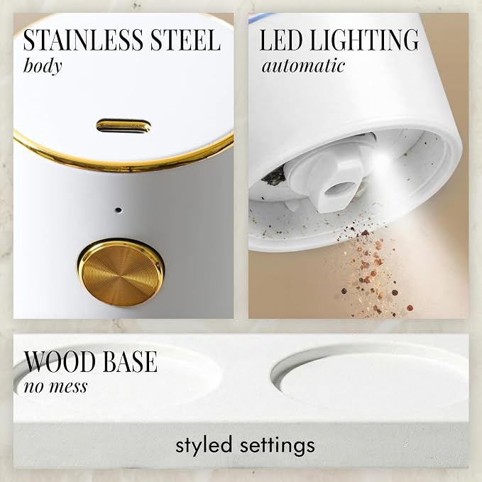 White Electric Salt and Pepper Grinder Set – Automatic Salt and Pepper Grinder - Image 5