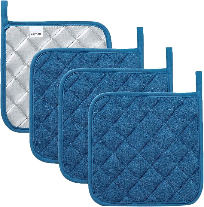 Joyhalo 4 Pack Pot Holders for Kitchen, Cotton Oven Holder by Joyhalo