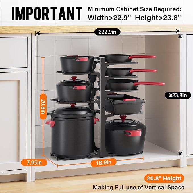 MUDEELA Pots and Pans Organizer under Cabinet 20.8" Height, Heavy Duty - Image 2