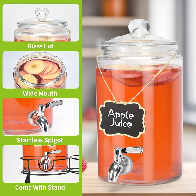 1 Gallon Beverage Dispenser 2 Pack, Stainless Steel Spigot Drink Dispenser - Image 3