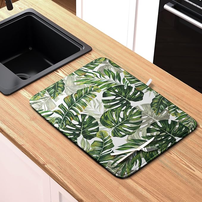 Tropical Palm Leaves Dish Drying Mat - Image 6