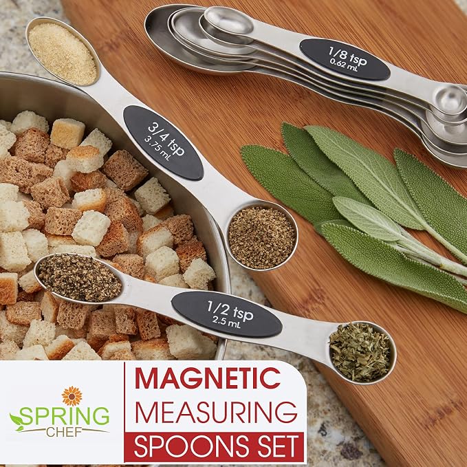 Spring Chef Stainless Steel Magnetic Measuring Spoons Set of 8 - Image 7