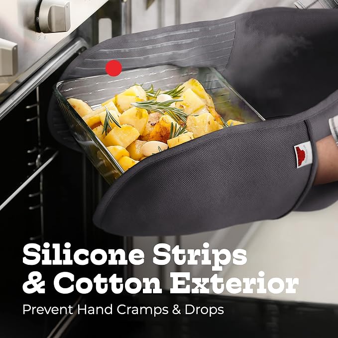 Grey Double Oven Mitt Kitchen Protection - Image 4